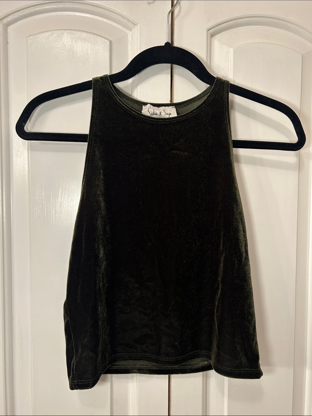 Sadie & Sage Dark Green Velvet Tank Top